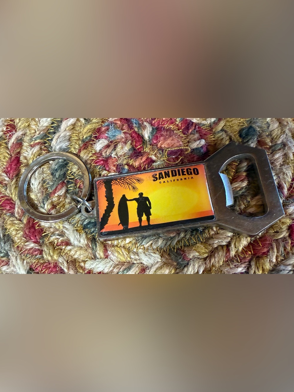 San Diego Sunset Bottle Opener Keychain - Yellow Orange Black